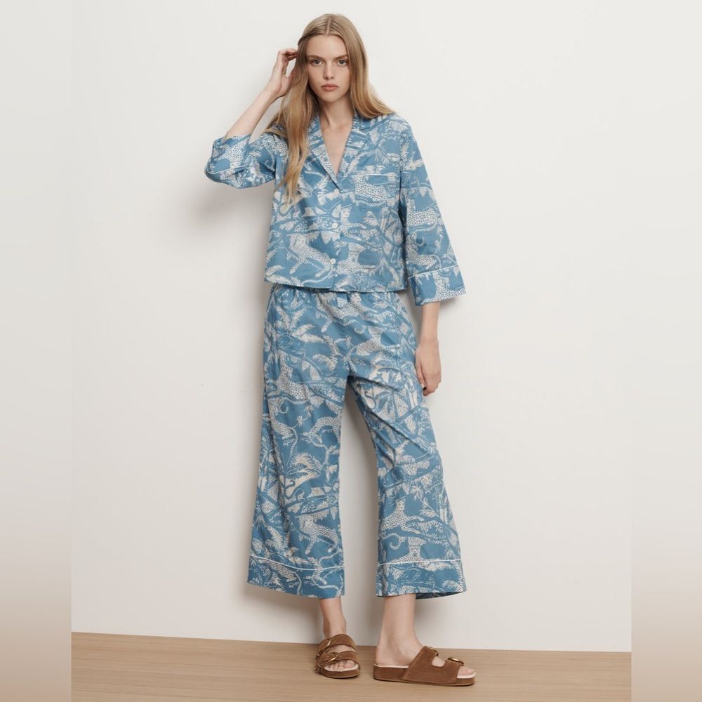 NWT Desmond & Dempsey X Veronica Beard Long-Sleeve Cotton Pajama Set